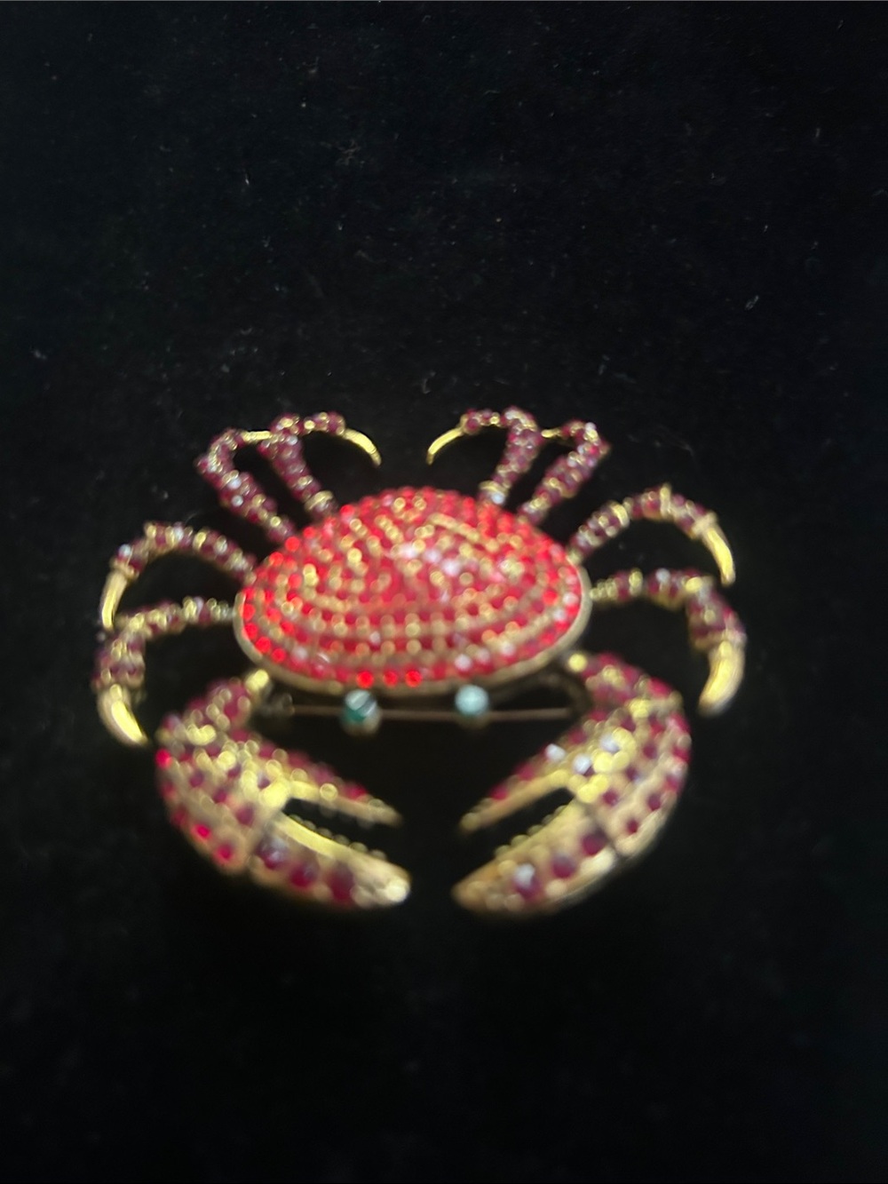 Heidi Daus Gold-Tone Red Crystal Crab Brooch